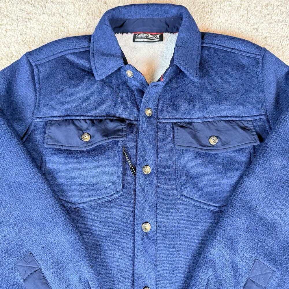 Avalanche Mens XL large Shacket Jacket Sherpa Sweater Blue Excellent Condition